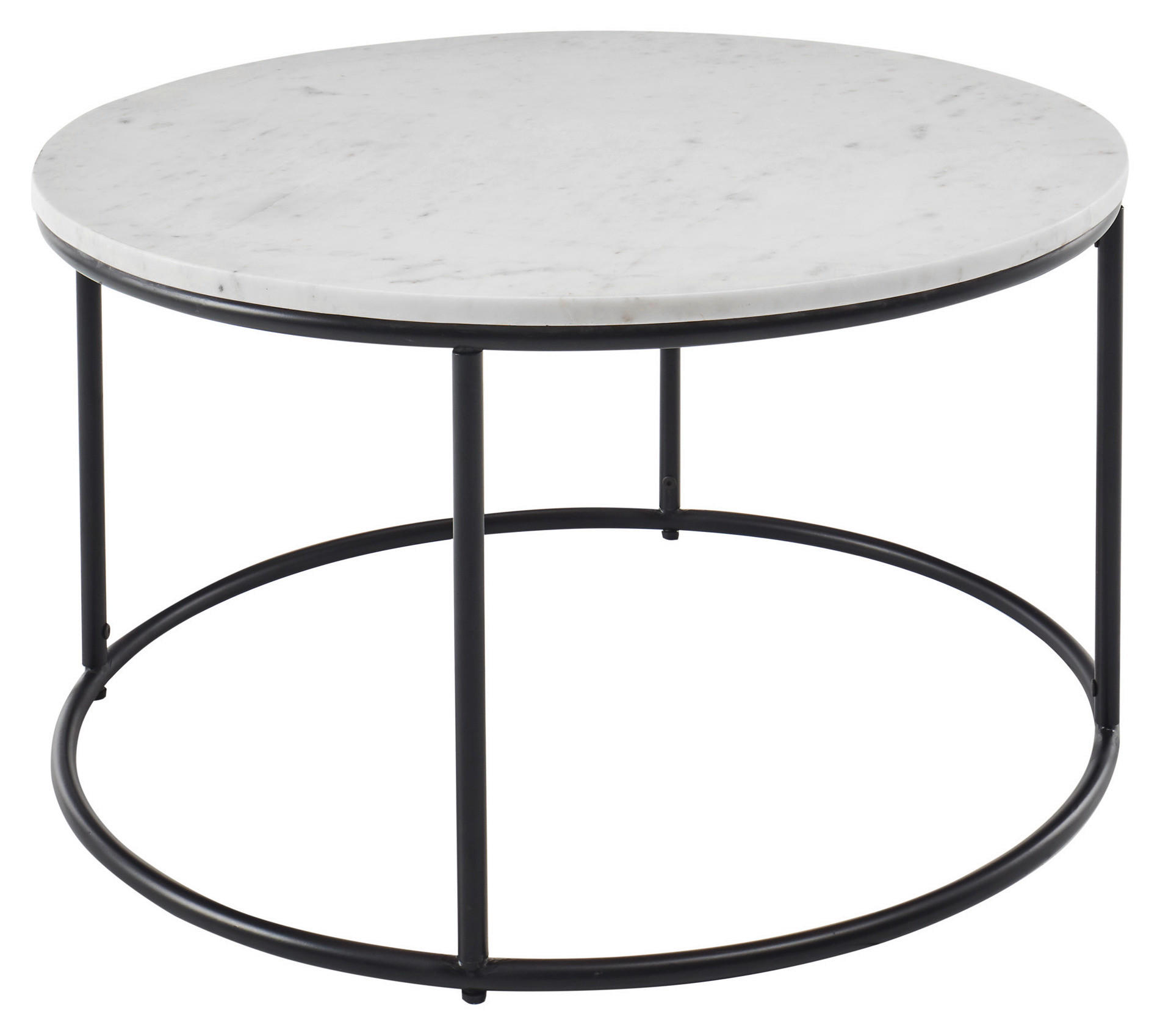 COUCHTISCH 80/80/46 cm rund Schwarz, Weiß  - Schwarz/Weiß, Design, Stein/Metall (80/80/46cm) - Carryhome