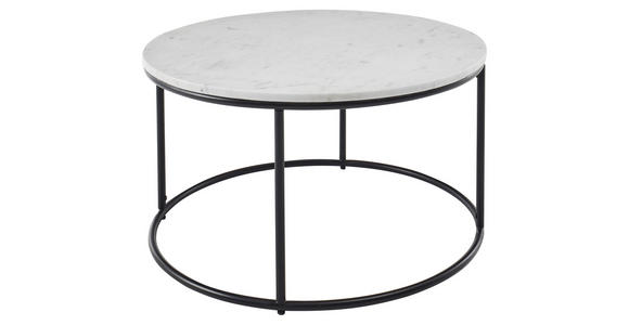COUCHTISCH 80/80/46 cm rund Schwarz, Weiß - Schwarz/Weiß, Design, Stein/Metall (80/80/46cm) - Carryhome