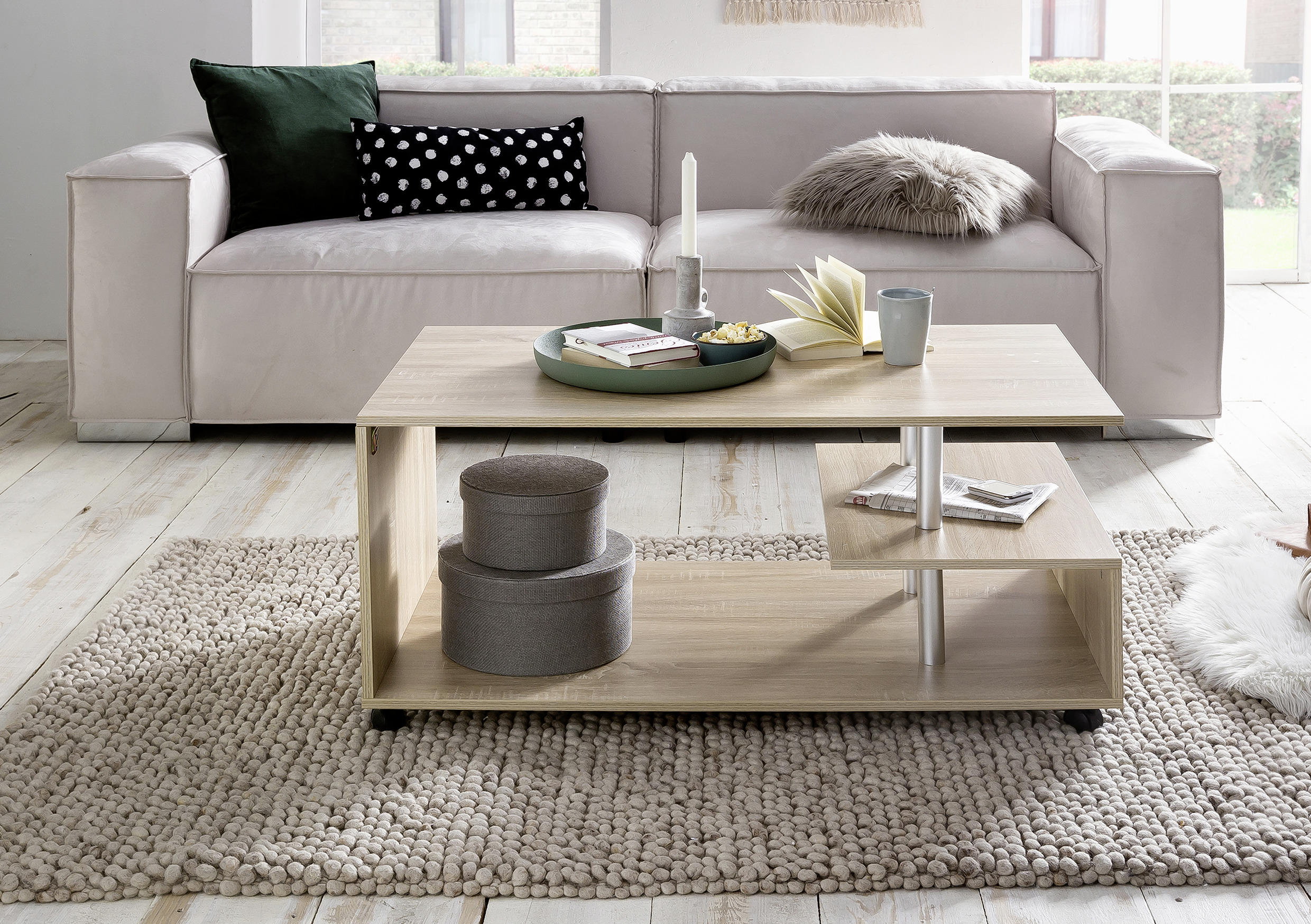 COUCHTISCH 105/60/48,5 cm rechteckig Sonoma Eiche  - Sonoma Eiche, MODERN, Holzwerkstoff/Kunststoff (105/60/48,5cm) - MID.YOU