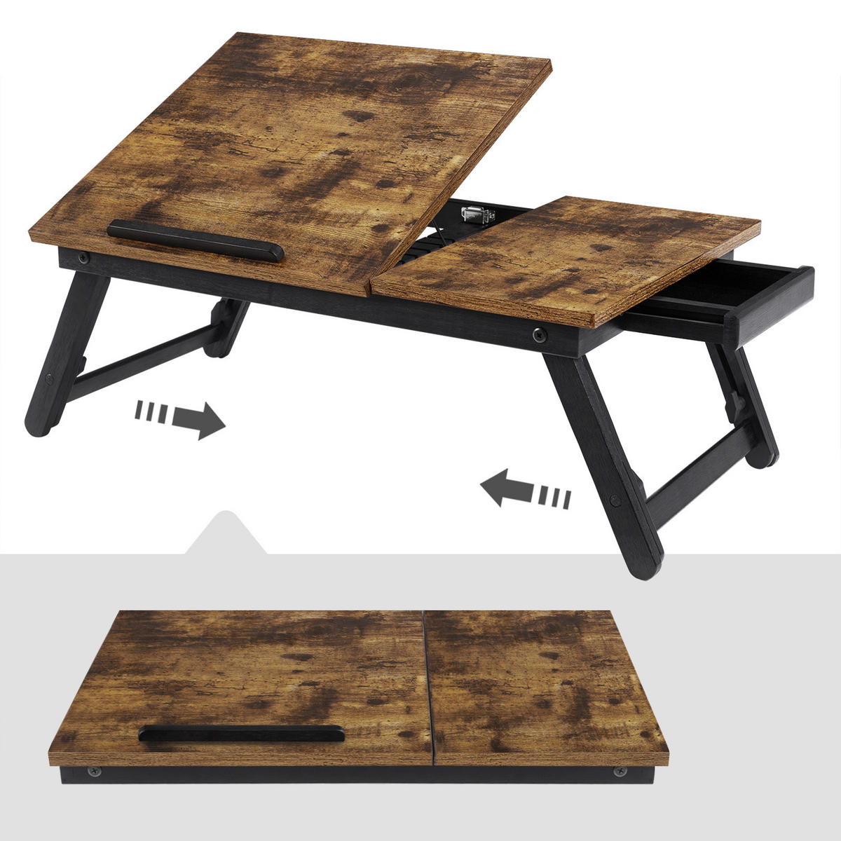 LAPTOPTISCH 55/35/21,5-30,8 cm Braun, Schwarz  - Schwarz/Braun, Basics, Holzwerkstoff (55/35/21,5-30,8cm) - Boxxx