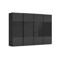 SCHWEBETÜRENSCHRANK 320/223/68 cm,  in Schwarz, 4 Tür(en)  - Schwarz, Design, Glas/Holzwerkstoff (320/223/68cm) - Novel