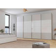 SCHWEBETÜRENSCHRANK  in Weiß, Seidengrau  - Chromfarben/Seidengrau, KONVENTIONELL, Glas/Holzwerkstoff (361/235/68cm) - Novel