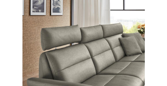 ECKSOFA in Echtleder Hellgrau  300/157 cm  - Hellgrau/Schwarz, Design, Leder/Metall (300/157cm) - Dieter Knoll