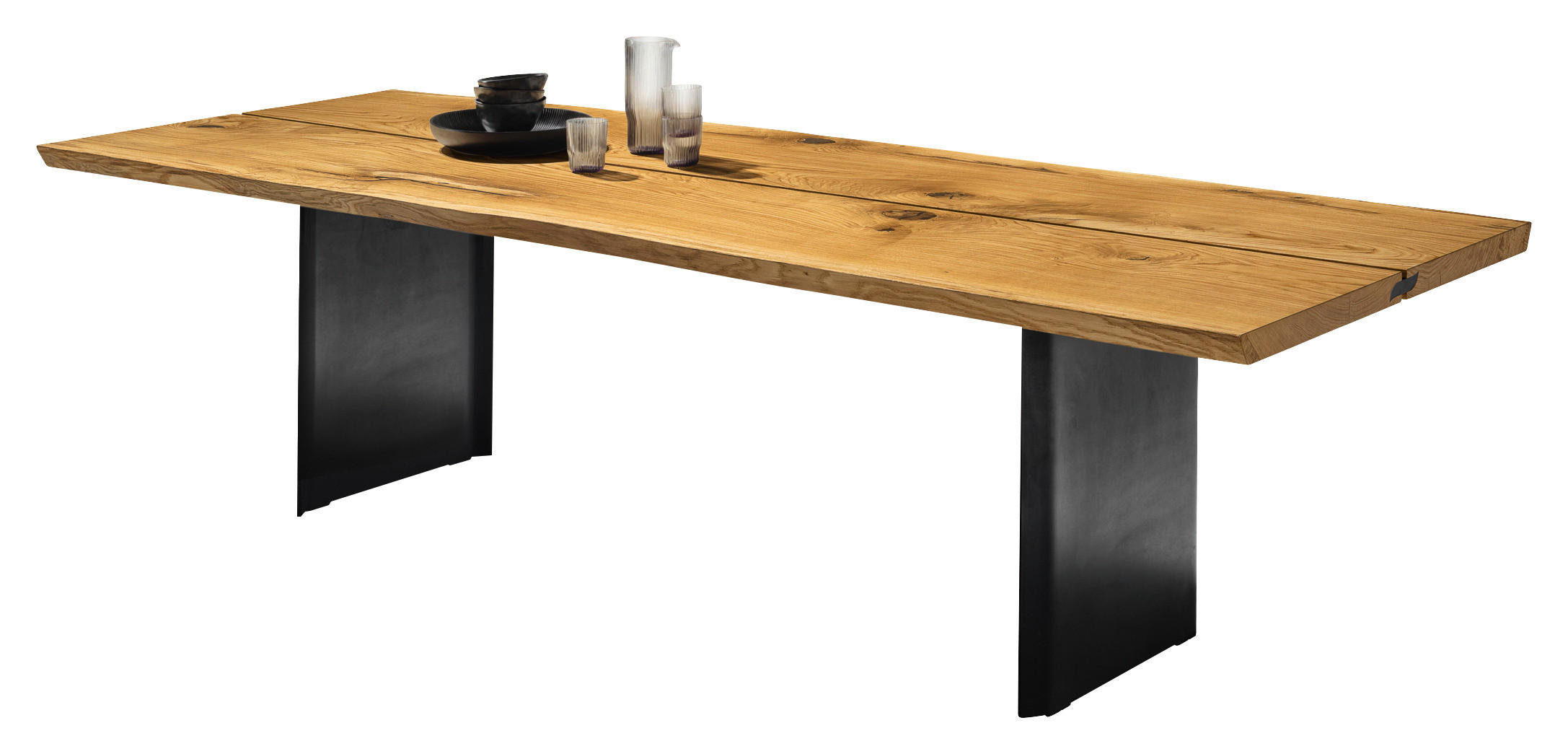 ESSTISCH in Holz, Metall 200/100/75 cm  - Eichefarben/Schwarz, KONVENTIONELL, Holz/Metall (200/100/75cm) - Team 7