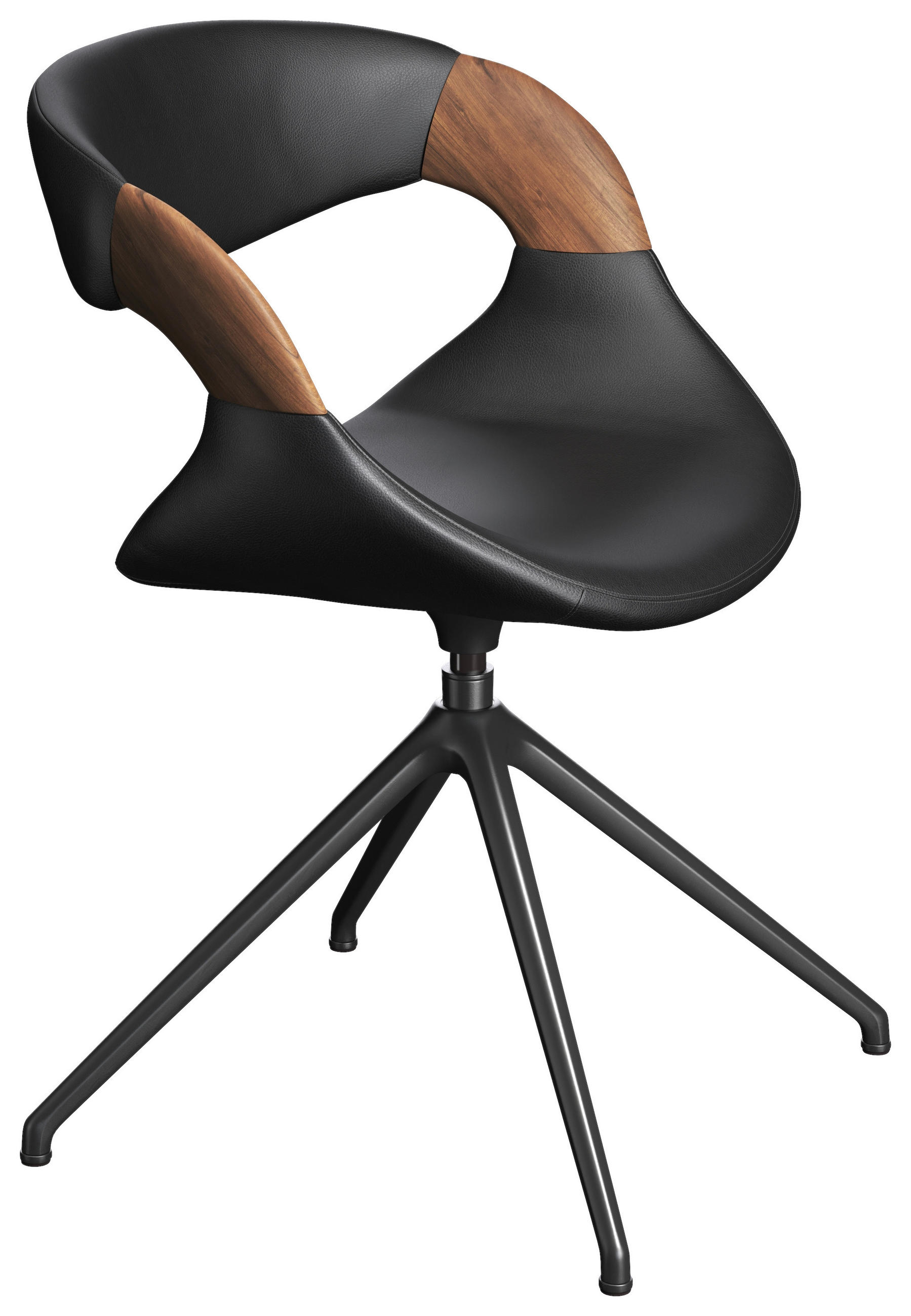 STUHL  Lederauswahl, Stoffauswahl  Kombination Echtleder/Lederlook  Schwarz, Nussbaumfarben  - Nussbaumfarben/Schwarz, Design, Leder/Metall (60/82/58cm) - Voglauer