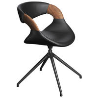 STUHL  Lederauswahl, Stoffauswahl  Kombination Echtleder/Lederlook  Schwarz, Nussbaumfarben  - Nussbaumfarben/Schwarz, Design, Leder/Metall (60/82/58cm) - Voglauer
