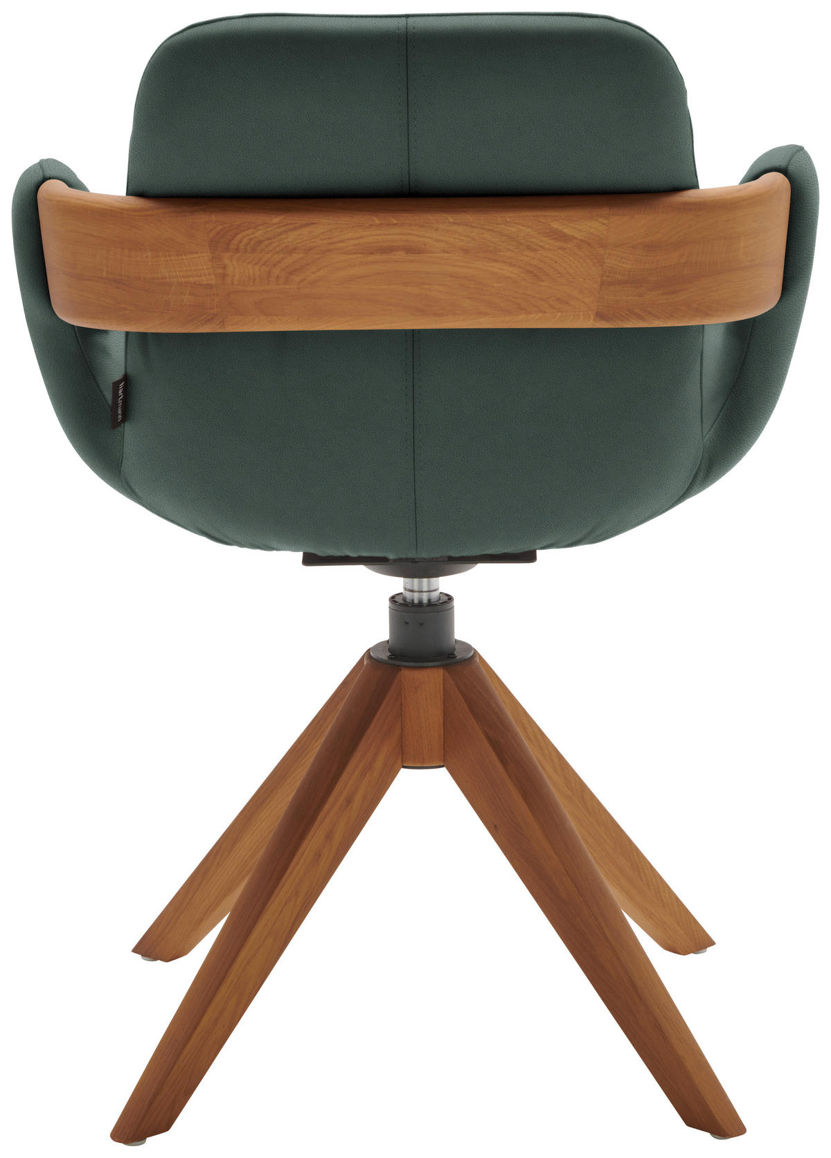 ARMLEHNSTUHL  Lederauswahl, Stoffauswahl, Typenauswahl, Sitzfläche 360° drehbar, automatische Rückholfunktion  Echtleder  - Dunkelgrün/Eichefarben, Natur, Leder/Holz (60/86/60cm) - Valnatura