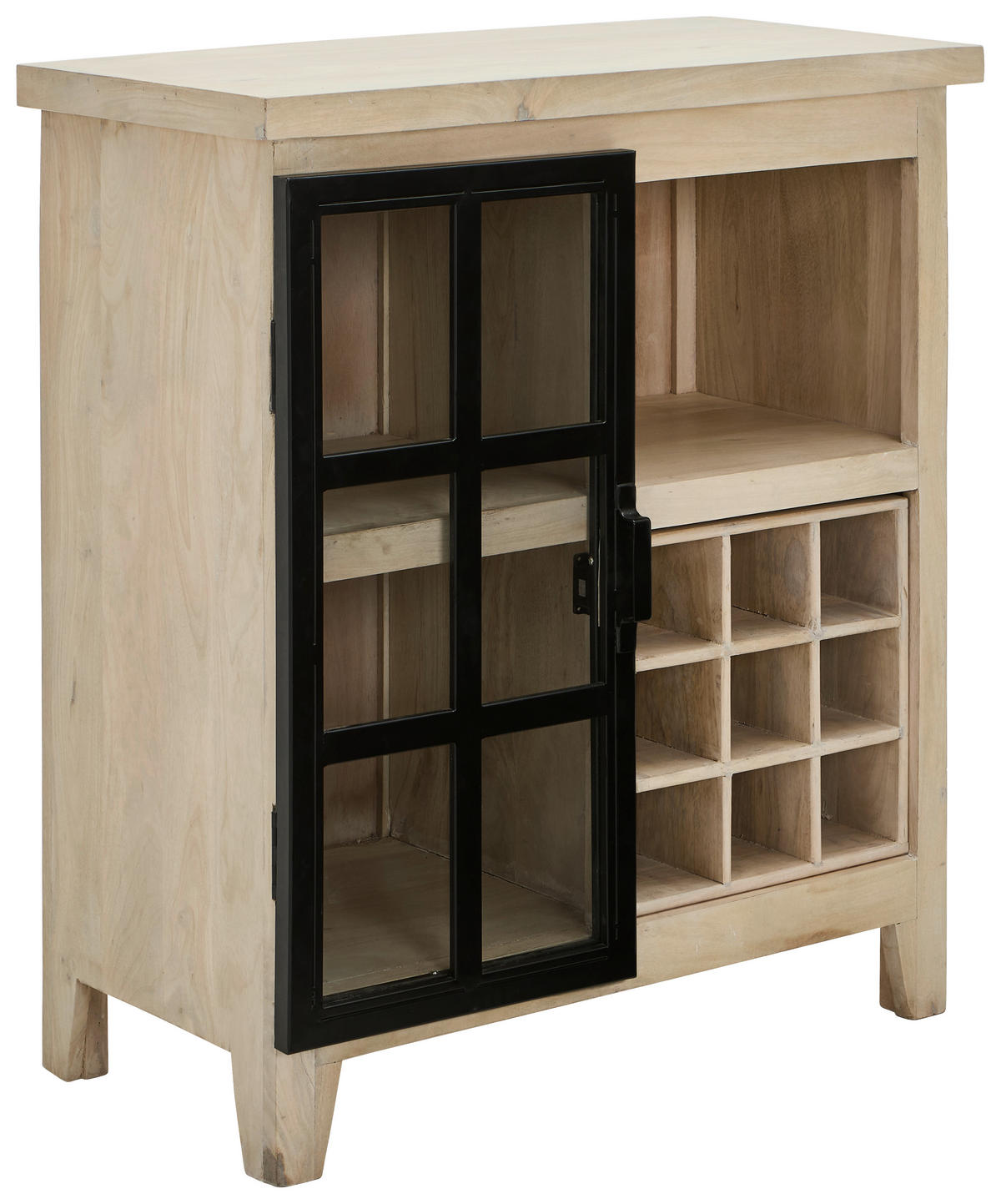 WEINREGAL 85/95/40 cm  - Schwarz/Naturfarben, Natur, Glas/Holz (85/95/40cm) - Livetastic