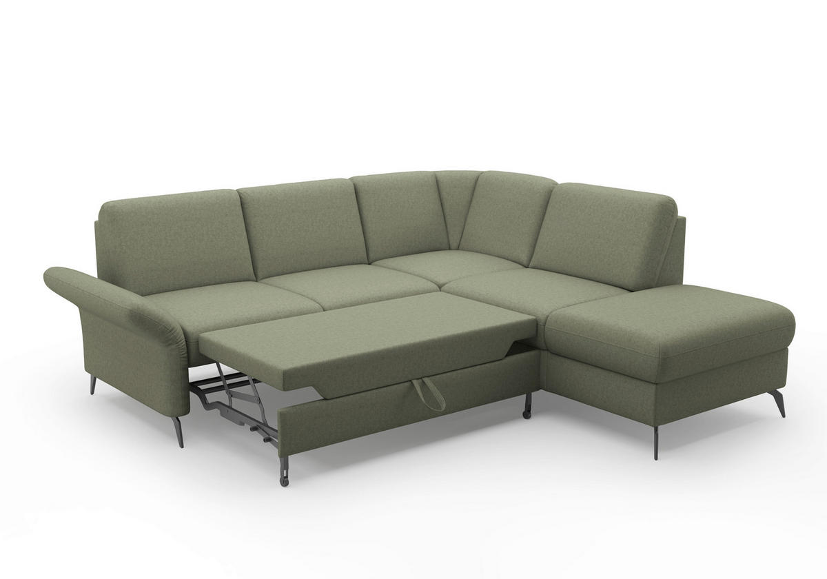 ECKSOFA ROCHELLE E Olivgrün Flachgewebe  - Schwarz/Olivgrün, KONVENTIONELL, Textil/Metall (240/216cm) - Sit & More