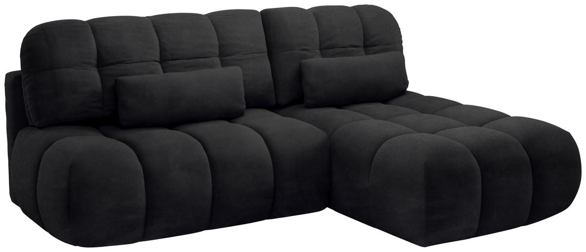 ECKSOFA TARANTO in Webstoff Schwarz  172/225 cm  - Schwarz, Design, Kunststoff/Textil (172/225cm) - Livetastic