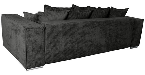 BIGSOFA in Flachgewebe Schwarz  - Chromfarben/Schwarz, KONVENTIONELL, Textil/Metall (256/68/122cm) - Carryhome