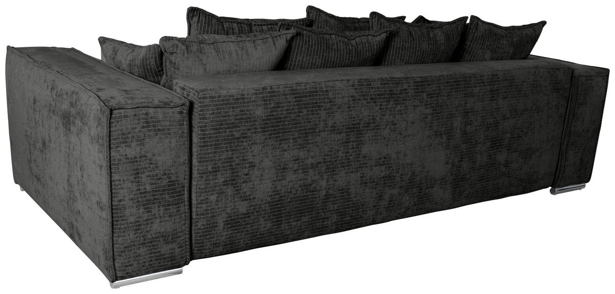 BIGSOFA in Flachgewebe Schwarz  - Chromfarben/Schwarz, KONVENTIONELL, Textil/Metall (256/68/122cm) - Carryhome