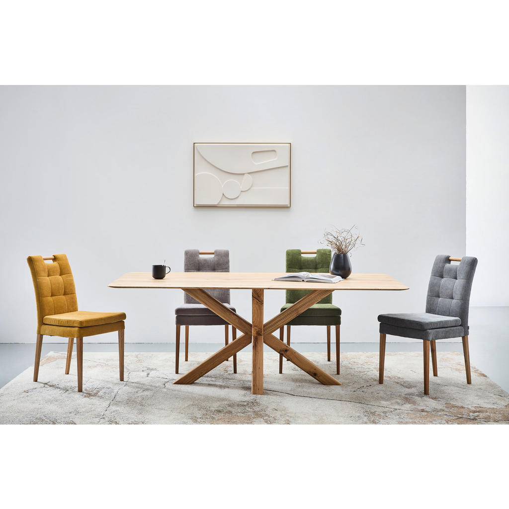 Thumbnail - Celina Home Stuhl, Gelb, Eiche, Holz, Textil, Eiche, massiv, eckig, 47x91.5x59 cm, Fsc, Stoffauswahl, Esszimmer, Stühle,...