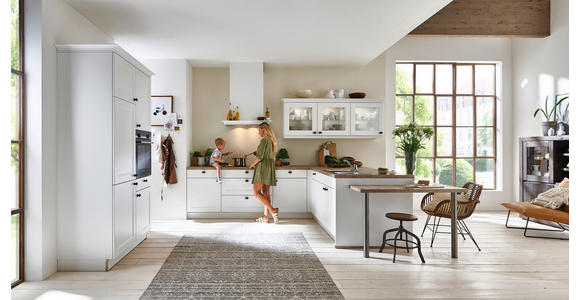 EINBAUKÜCHE   - Eichefarben/Weiß, Design, Holzwerkstoff - Dieter Knoll