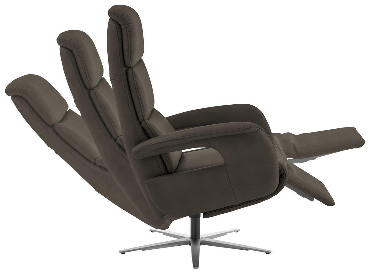 RELAXSESSEL in Leder Graubraun  - Edelstahlfarben/Graubraun, Design, Leder/Metall (76/119/86cm) - Dieter Knoll