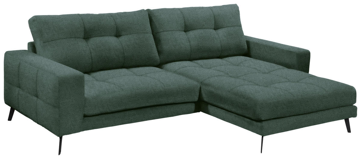 ECKSOFA ROCKPORT Dunkelgrün Webstoff  - Dunkelgrün/Schwarz, Basics, Textil/Metall (247/171cm) - Livetastic