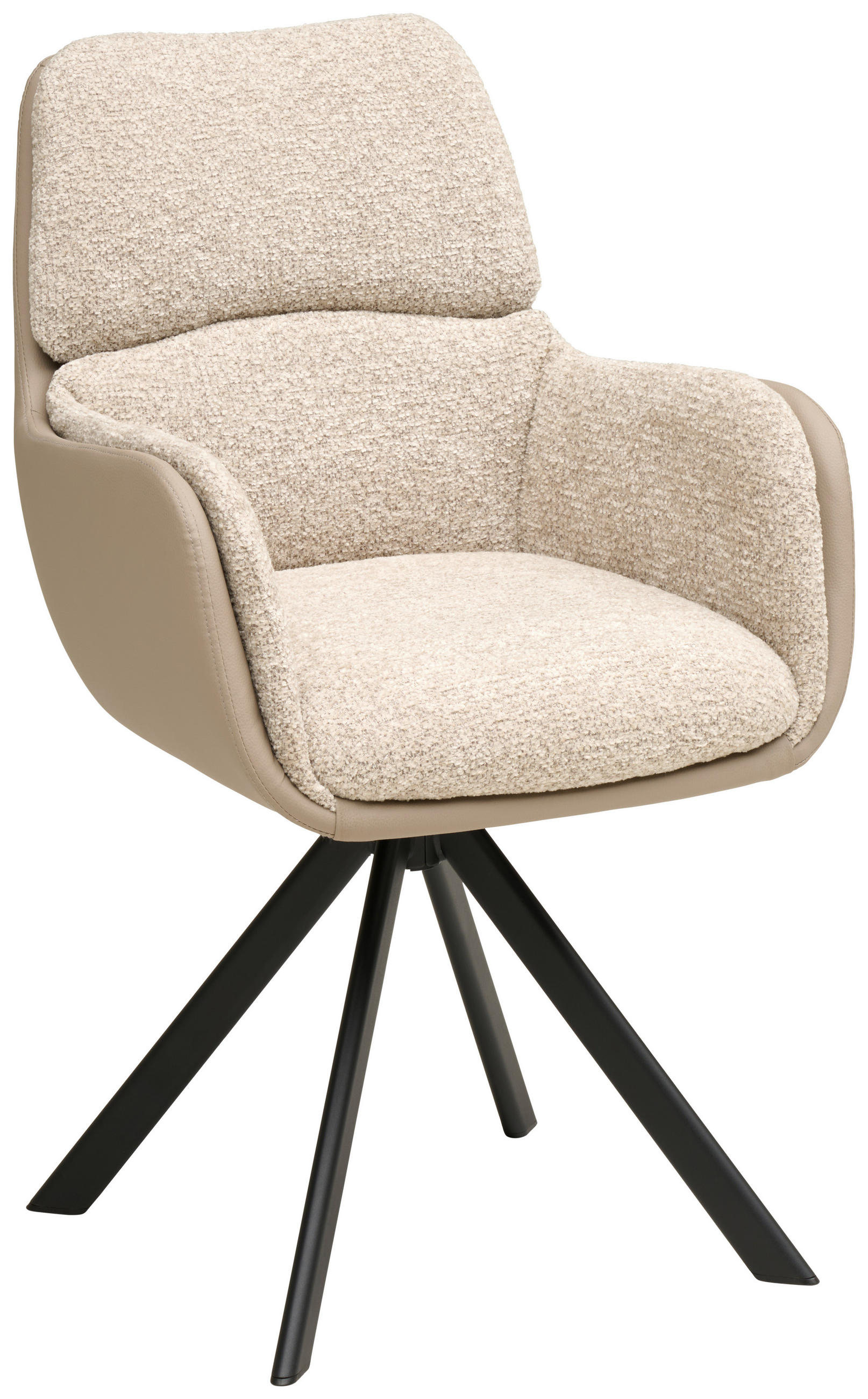 ARMLEHNSTUHL  Sitzfläche 360° drehbar Webstoff  - Schwarz/Grau, MODERN, Textil/Metall (61/91/65cm) - MID.YOU