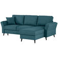 ECKSOFA in Velours Petrol  - Petrol/Schwarz, KONVENTIONELL, Holz/Textil (244/159cm) - Carryhome