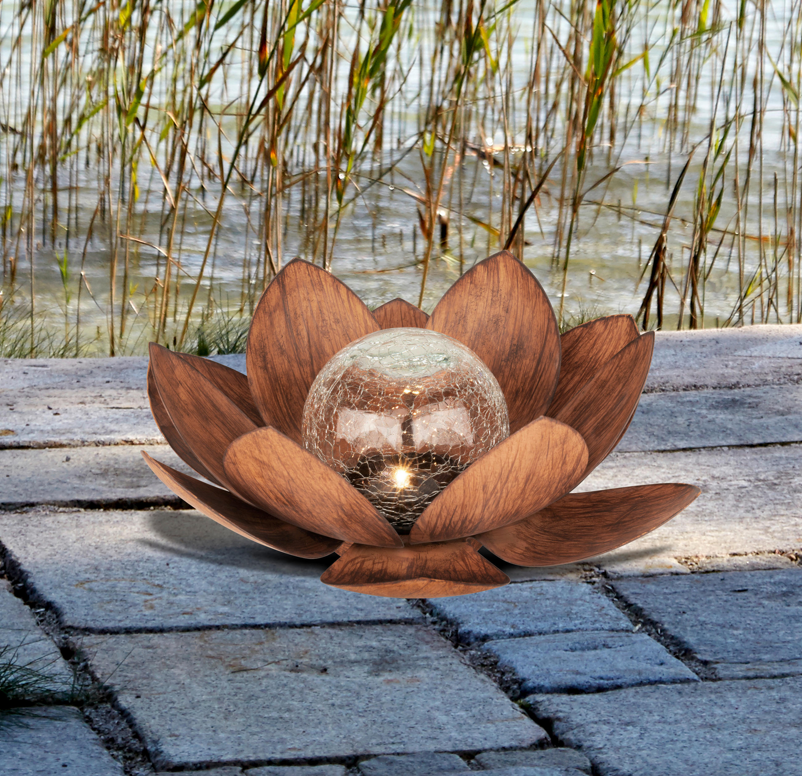 SOLÁRNÍ SVÍTIDLO, 25/10 cm - hnědá, Basics, kov/sklo (25/10cm) - Ambia Garden