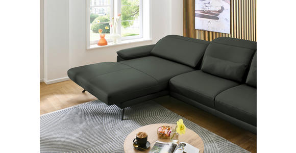 ECKSOFA in Echtleder Dunkelgrün  - Dunkelgrün/Schwarz, Design, Leder/Metall (193/332cm) - Dieter Knoll