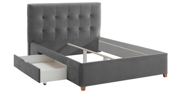 POLSTERBETT Grau 140/200 cm  - Naturfarben/Grau, MODERN, Holz/Textil (140/200cm) - Carryhome