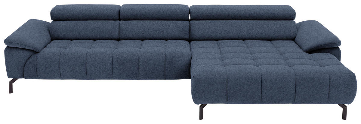 ECKSOFA in Webstoff Blau  - Blau/Schwarz, Design, Textil/Metall (329/190cm) - Beldomo Style
