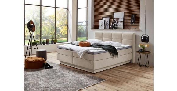BOXSPRINGBETT 160/200 cm  in Naturfarben  - Schwarz/Naturfarben, KONVENTIONELL, Kunststoff/Textil (160/200cm) - Carryhome