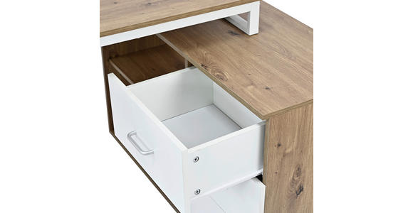 ECKSCHREIBTISCH 156/100/75 cm Silberfarben, Weiß, Eiche Artisan  - Silberfarben/Weiß, Design, Holzwerkstoff/Metall (156/100/75cm) - Carryhome