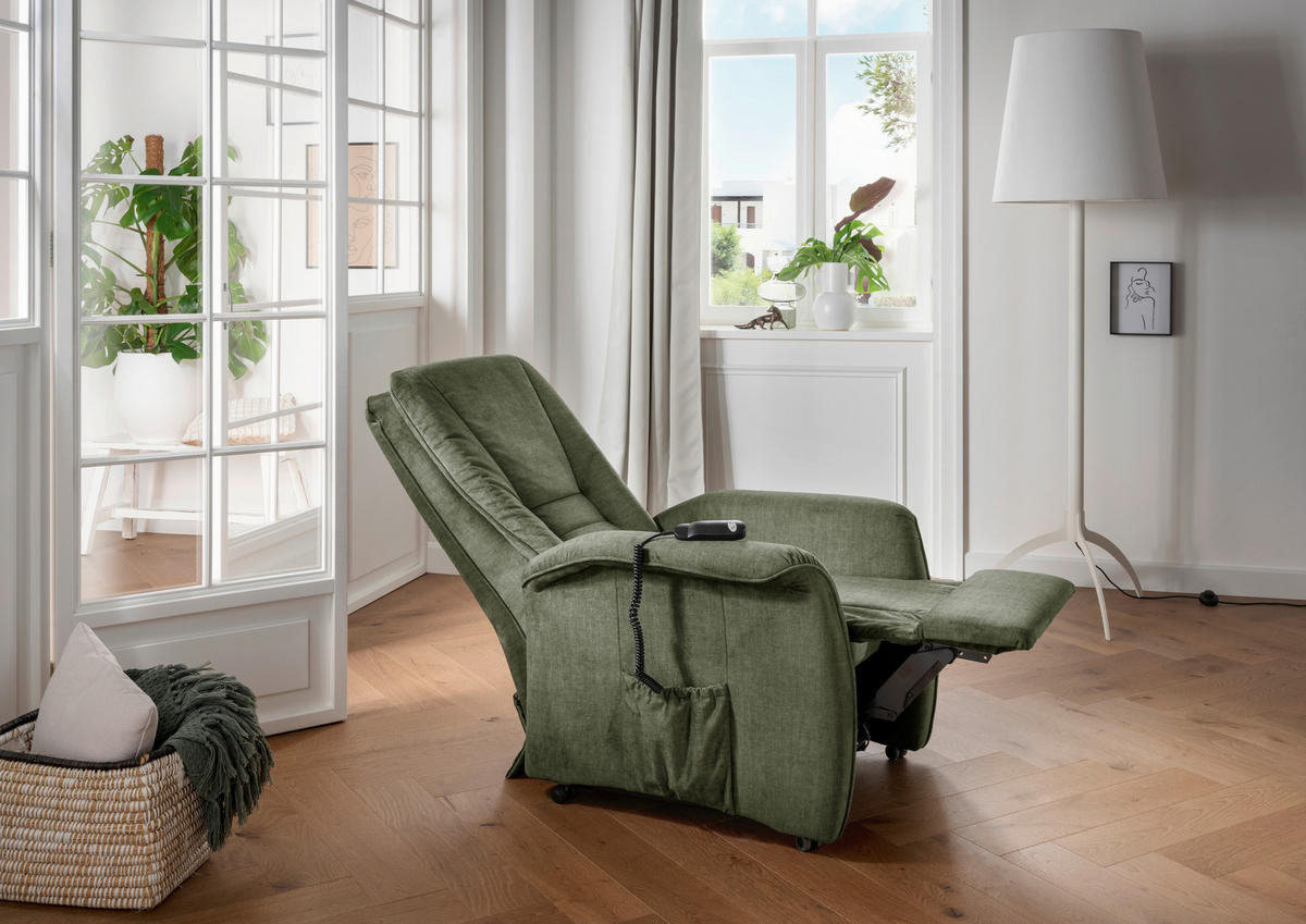 FERNSEHSESSEL Velours Dunkelgrün  - Dunkelgrün/Schwarz, Design, Kunststoff/Textil (77/107/88cm) - Livetastic