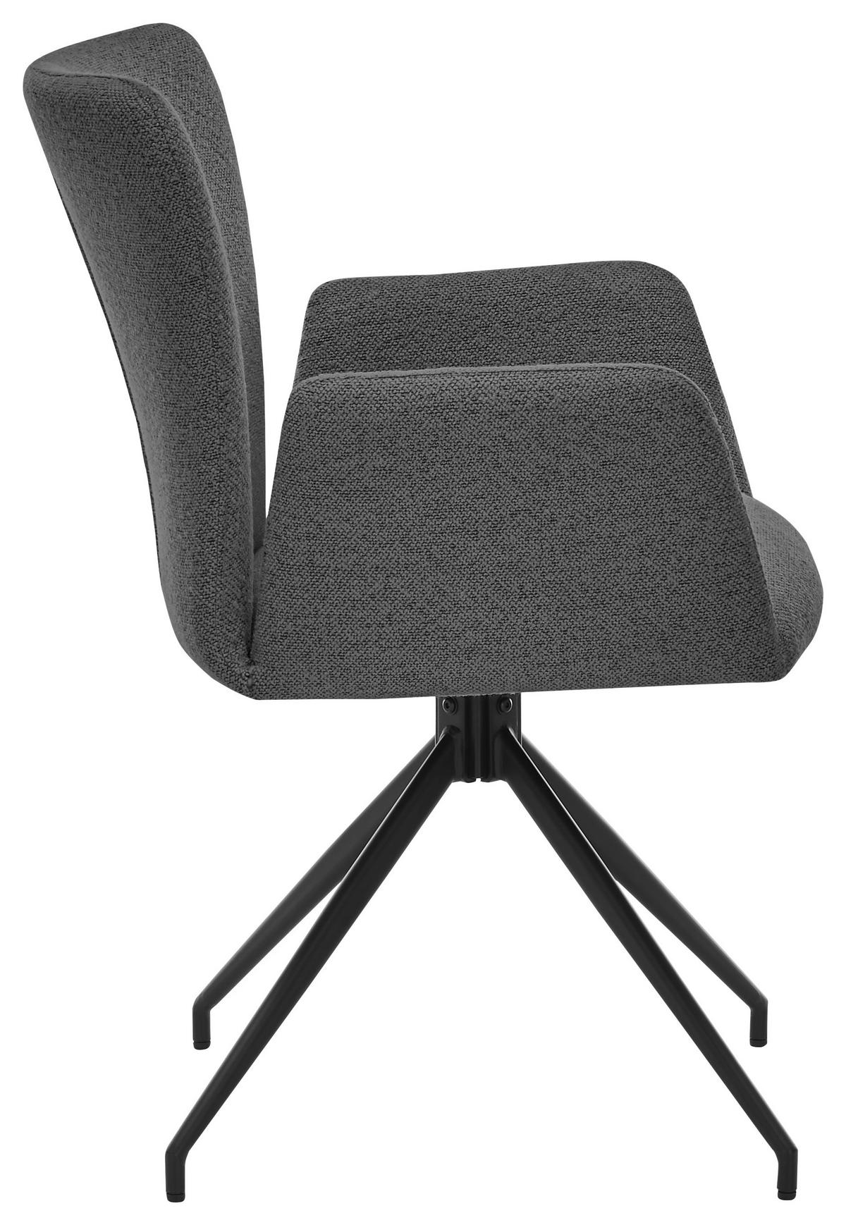 ARMLEHNSTUHL  in Stahl Bouclé  - Anthrazit/Schwarz, Trend, Textil/Metall (57/86/61,5cm) - SetOne by Musterring