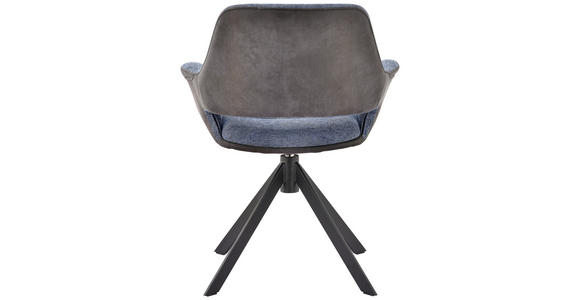 ARMLEHNSTUHL in Eisen Mikrofaser, Leinenoptik - Blau/Dunkelgrau, Design, Textil/Metall (66/83,5/62,5cm) - Novel