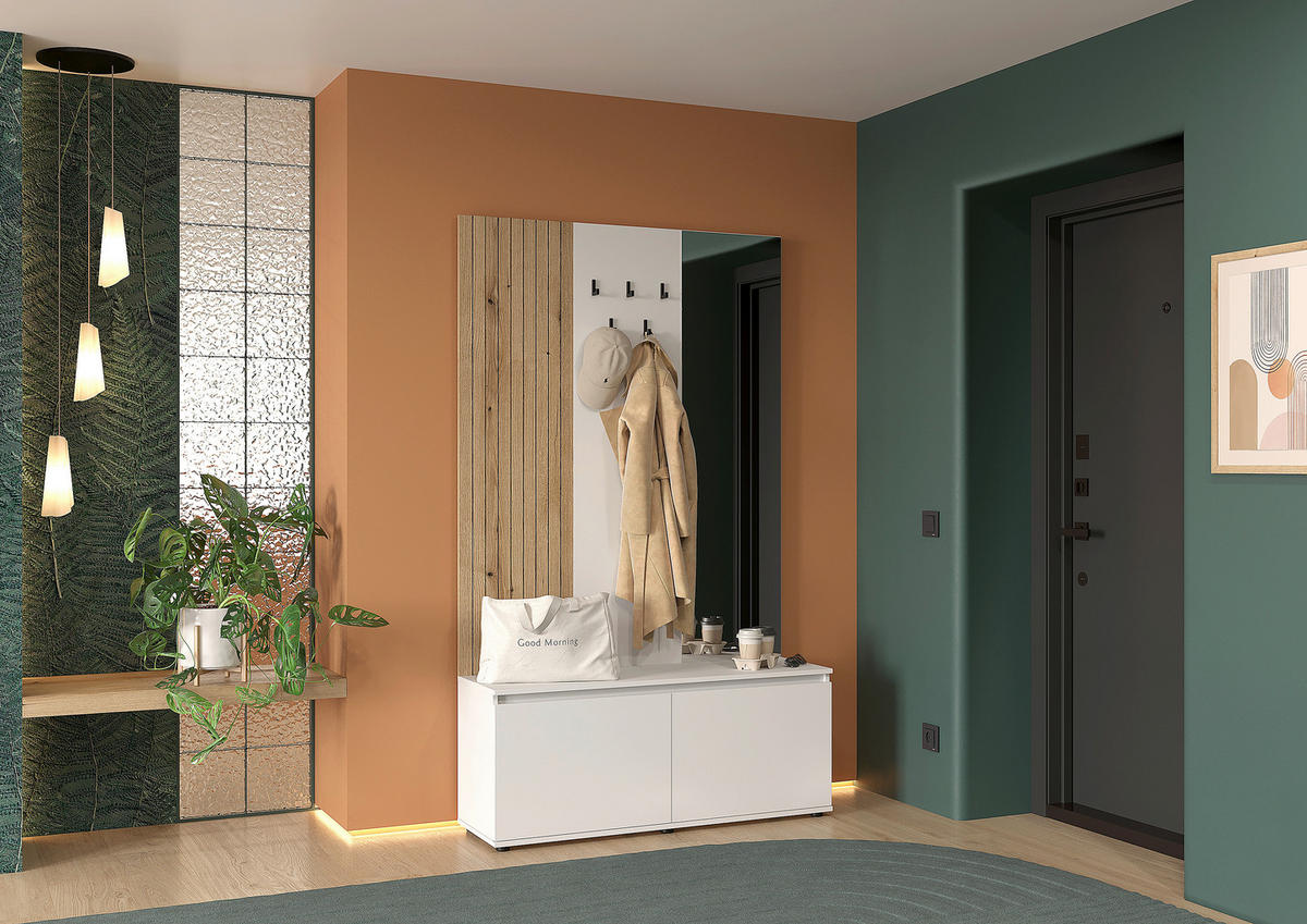 ŠATNA, 120/200/36,6 cm - bílá/barvy dubu, Konvenční, kompozitní dřevo (120/200/36,6cm) - Carryhome