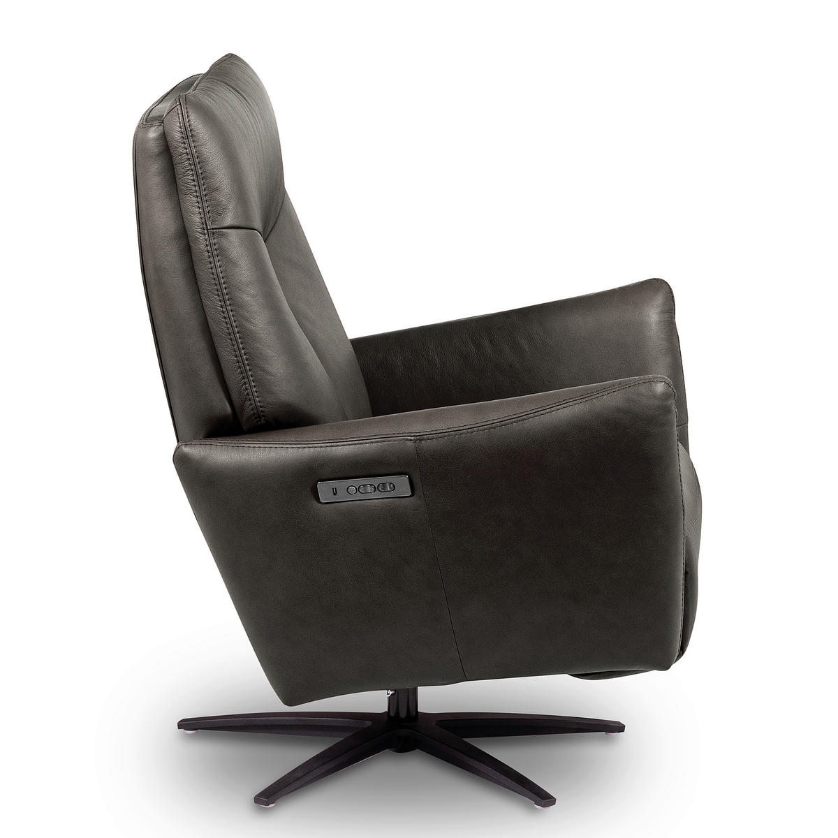 RELAXSESSEL Leder Anthrazit  - Anthrazit/Schwarz, Design, Leder/Metall (76/107/88cm) - Livetastic