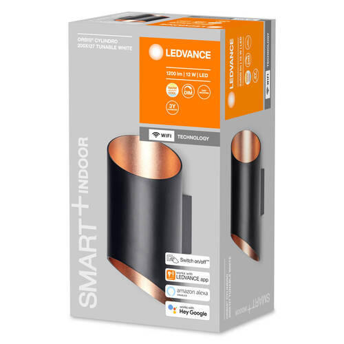 LED-WANDLEUCHTE Smart+ Orbis Wall Lamp Cylinder 12,7/9,5/20 cm   - Schwarz, Design, Metall (12,7/9,5/20cm) - Ledvance