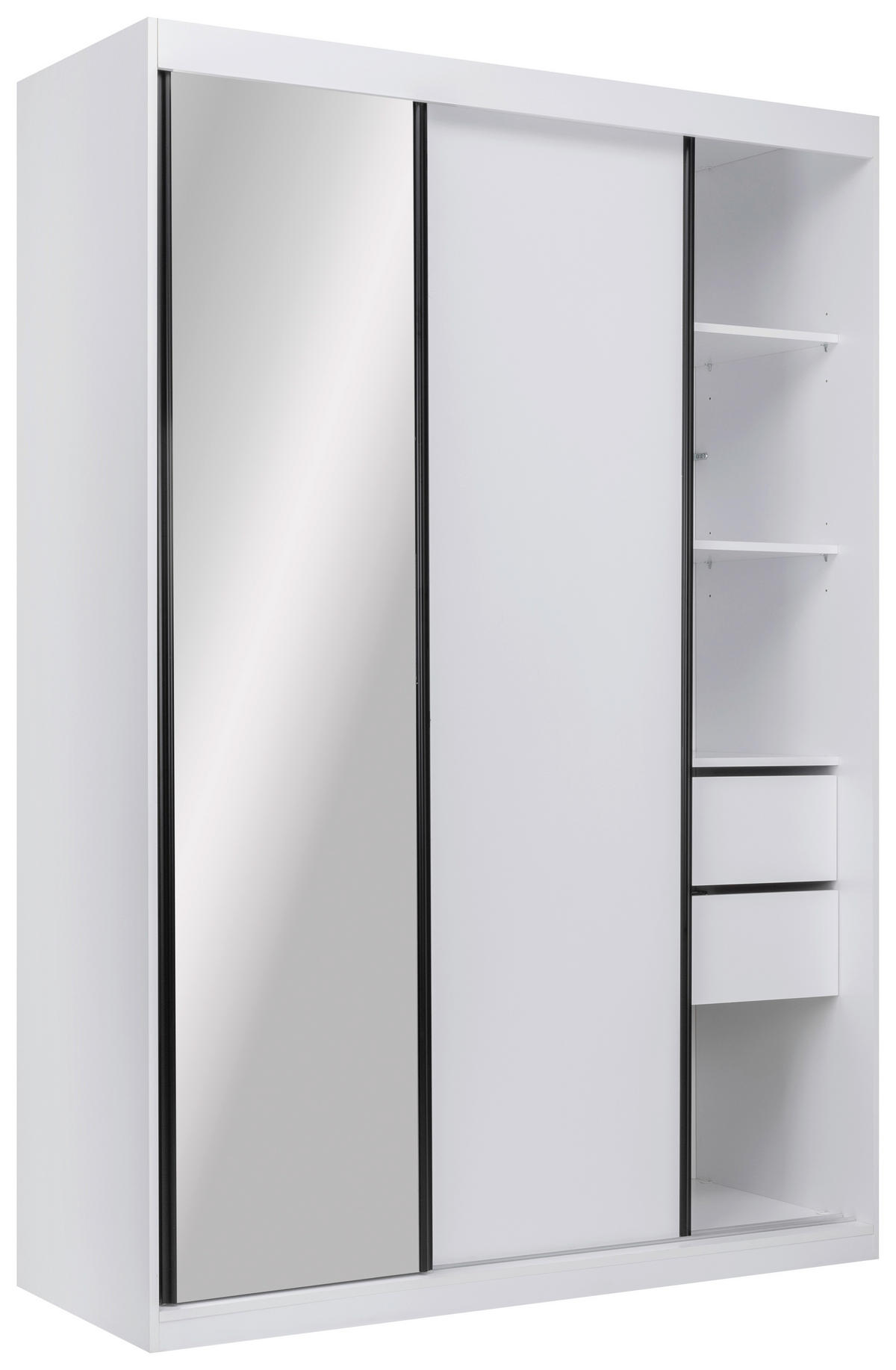 SCHIEBETÜRENSCHRANK 150/215/59,5 cm  - Schwarz/Weiß, MODERN, Holzwerkstoff/Metall (150/215/59,5cm) - MID.YOU