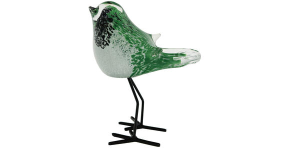 DEKOVOGEL - Schwarz/Grün, KONVENTIONELL, Glas/Metall (12/15/8,5cm) - Ambia Home