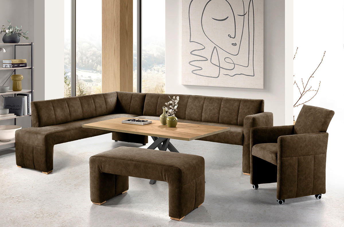 UGAONA KLUPA  braon   - boja hrasta/braon, Moderno, drvo/tekstil (265/199cm) - Livetastic