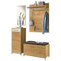 GARDEROBE 5-teilig  in 140/195/40 cm  - Weiss/Eichefarben, Design, Glas/Holz (140/195/40cm)