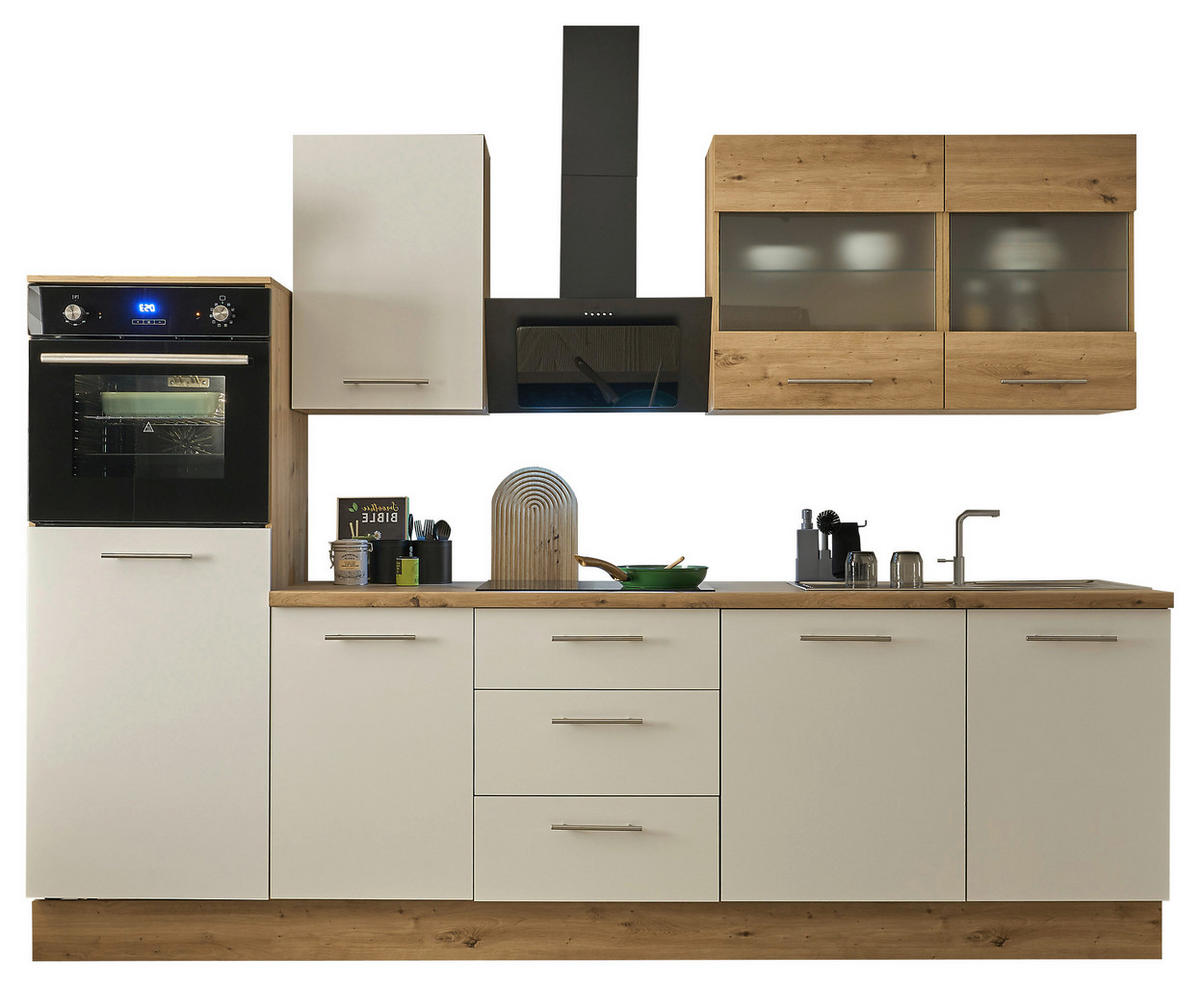 KUHINJSKI BLOK BREZ APARATOV - barve nerjavečega jekla/bela, Basics, kovina/steklo (280/218/60cm) - MID.YOU