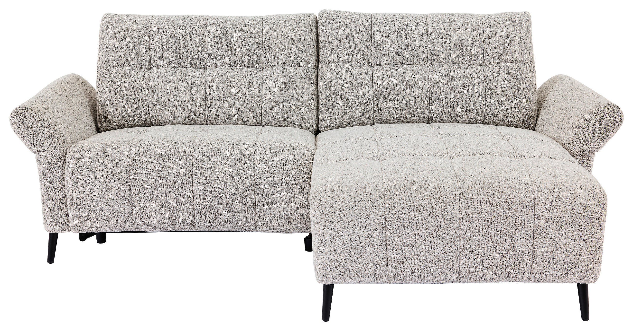 ECKSOFA Grau Webstoff Rücken echt, Armteilverstellung, Relaxfunktion  - Schwarz/Grau, Design, Textil/Metall (220/156cm) - Carryhome