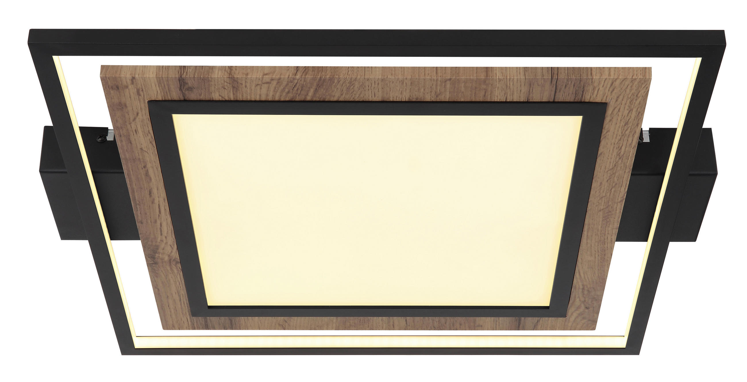 LED-DECKENLEUCHTE 36 W    50/45/5,5 cm  - Dunkelbraun/Opal, Natur, Holzwerkstoff/Kunststoff (50/45/5,5cm) - Globo