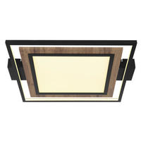 LED-DECKENLEUCHTE 36 W    50/45/5,5 cm  - Dunkelbraun/Opal, Natur, Holzwerkstoff/Kunststoff (50/45/5,5cm) - Globo