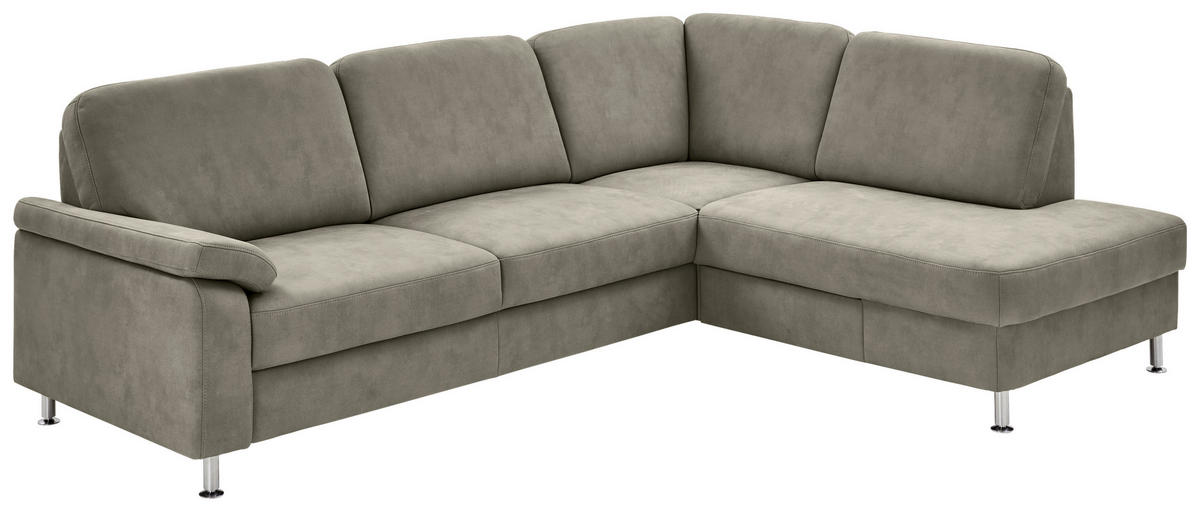 ECKSOFA in Mikrofaser Grau  - Grau, Design, Textil/Metall (266/202cm) - Beldomo System