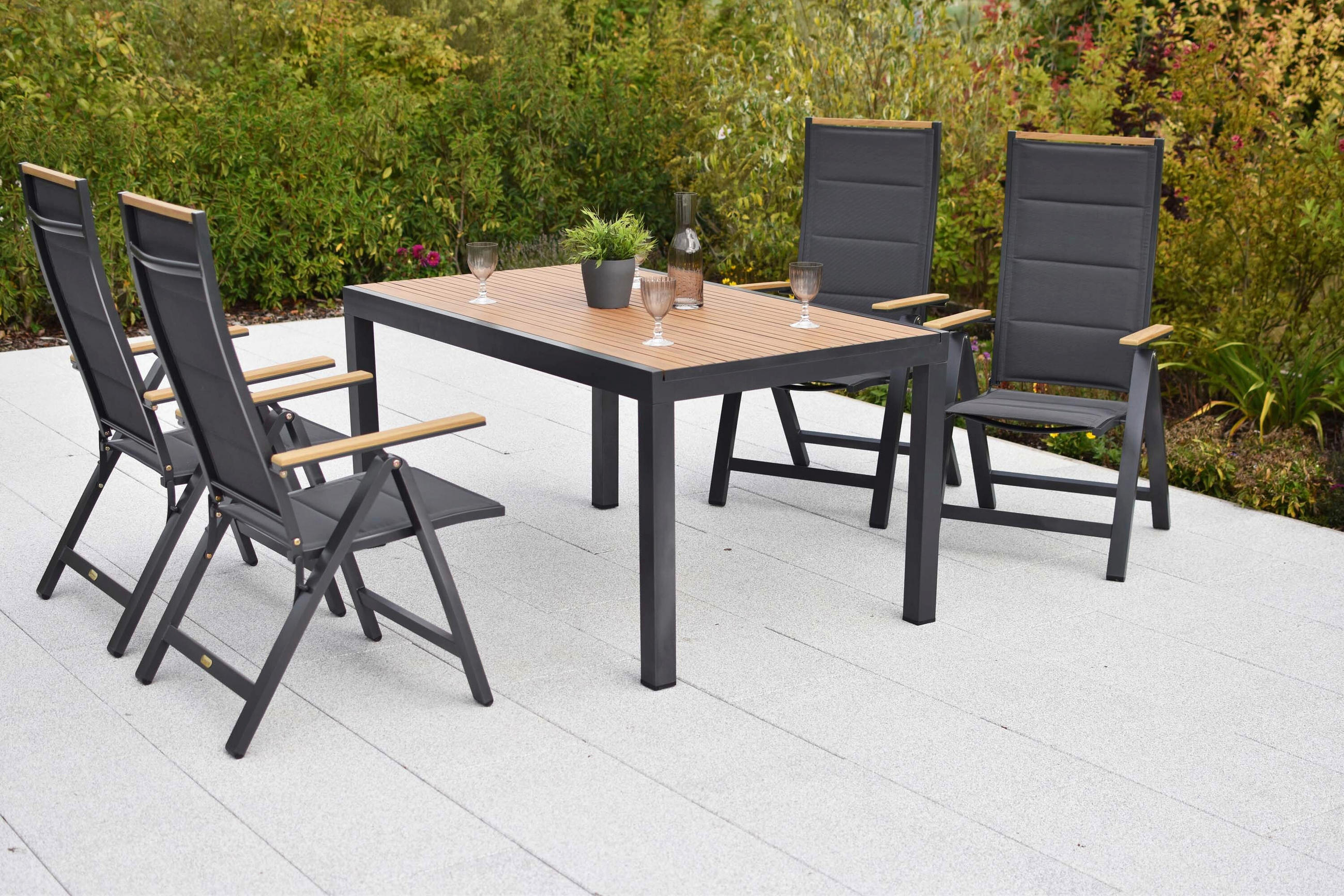 Gardenson Gartentischgruppe Verona Natur, Grau, Graphit