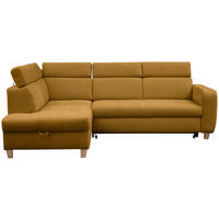 ECKSOFA in Samt Senfgelb  - Senfgelb, Natur, Holz/Textil (206/261cm) - Venda