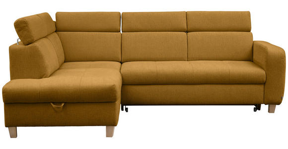 ECKSOFA in Samt Senfgelb  - Senfgelb, Natur, Holz/Textil (206/261cm) - Venda
