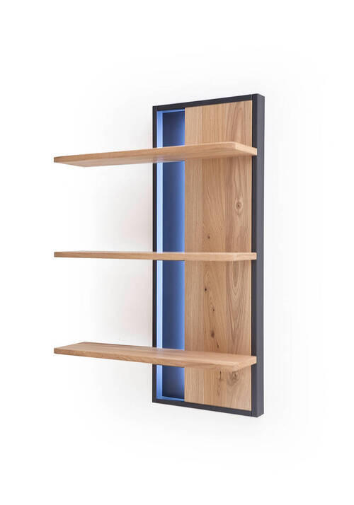 WANDREGAL Eiche furniert, massiv Anthrazit, Eichefarben - Eichefarben/Anthrazit, Design, Holz/Holzwerkstoff (70/105/25cm) - Livetastic