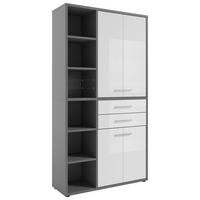 AKTENSCHRANK Grau, Weiß  - Weiß/Grau, MODERN, Glas/Holzwerkstoff (116,5/215,4/40cm)