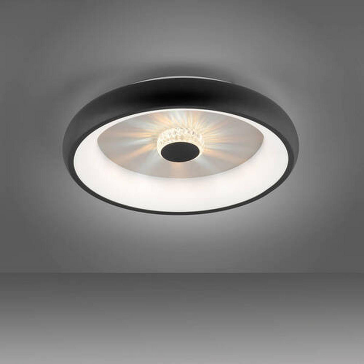 STROPNÉ LED SVIETIDLO, 46,5/9,5 cm  - čierna, Design, kov/plast (46,5/9,5cm)