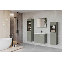 BADEZIMMER 5-teilig  in  - Weiss/Grün, Lifestyle, Glas/Keramik (120,4/131,5/34,5cm) - P & B